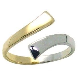 14k Two Tone Gold Bypass Toe Ring