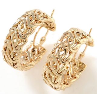  byzantine hoop earrings brightly polished 14k yellow gold wire