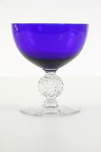 Vintage Morgantown Cobalt Glass Ritz Blue Golf Ball Stem 6 Low