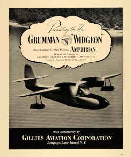 1940 Ad Gillies Aviation Grumman Widgeon Airplane Pilot   ORIGINAL