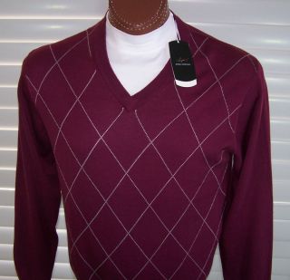 Greg Norman Golf V Neck Long Sleeve Sweater Sz XL Maroon White