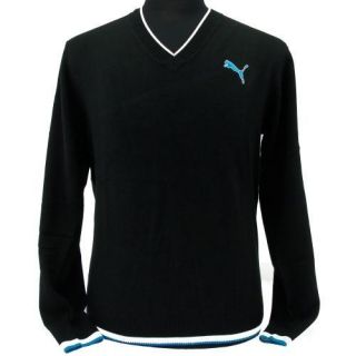New Puma Mens Golf V Neck Sweater Black