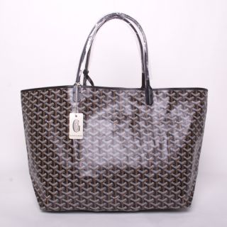 Authentic Goyard Black Canvas with Leather GM Shoulder Shopping Tote