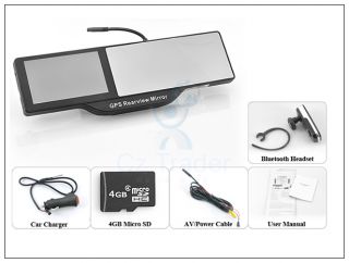 Bluetooth Rearview Mirror with Built in GPS Navigation