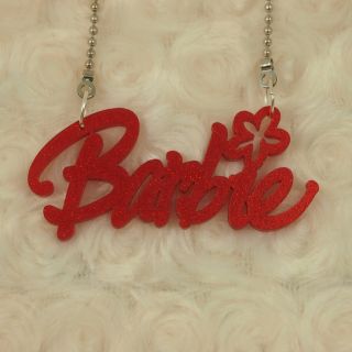 Kitsch Ladies Girls Jewelry Necklace Pendant Chain Acrylic Barbie Name