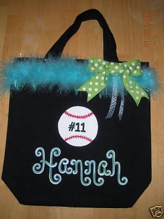 Personalized Girls Softball Bag Tote Handpainted