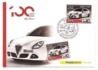 Alfa Romeo Giulietta 1910 2010 Postcard Stamp Poste Italiane