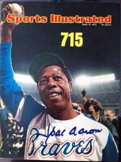 Hank Aaron signed Sports Illustrated 4 15 74 issue SI RARE MLB HOF 715