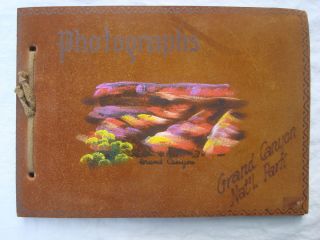 Vtg Grand Canyon Souvenir Scrapbook Photo Album Unused Leather Cover