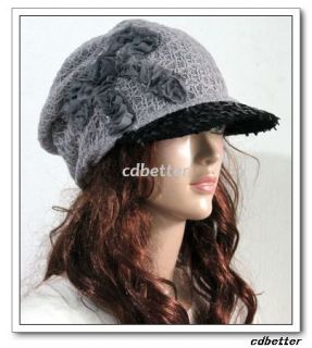Womens Lady Grace Fabric Soft Style Black Bling Brim Gray Hats Caps