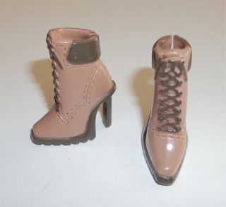 Brown Short Granny Ankle High Heel Boots 9 Bratz Doll Shoes