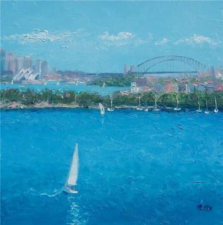 Sydney Harbour Beach Painting Sailing Art Original Oil by Matson