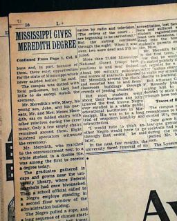 James Meredith University of Mississippi Ole Miss 1st Negro Grad 1963