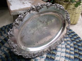  Antique EGW s EPNS Silverplate Platter Tray Grapevine Border