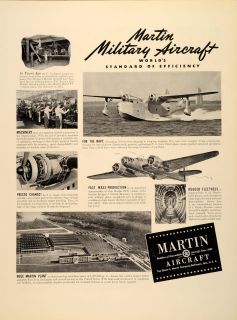 1939 Ad Martin Aircraft Planes Aviation Navy Bombers   ORIGINAL