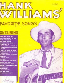 HANK WILLIAMS FAVORITE SONGS vintage original song folio 1953 Sr
