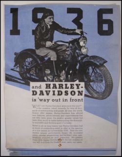 1936 Harley Davidson Brochure 45 74 80 Twin Police Servi Car Sidecar