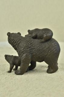 Grizzly Black Bear Wildlife Lodge Cottage Art Bronze Marble Statue