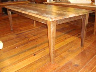 Farm Table Barn Wood Solid Reclaimed Oak Tapered Legs Cool Paint