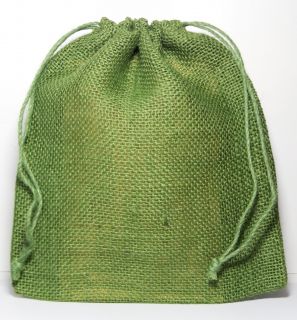 Green Rough Eco Friendly Jute Drawstring Pouch Bag 12 x 14