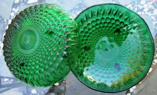 Vtg Glass Anchor Hocking Forest Green Hobnail Bowls Set of 2
