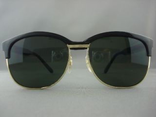 50s Vintage Green Lens Black Gold Sunglasses 4 Men 112B