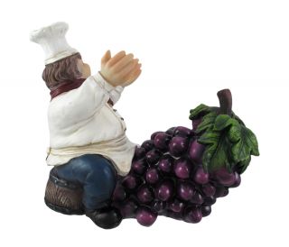 La Dolce Vita` Chef and Bunch of Grapes Tabletop Single Wine Bottle