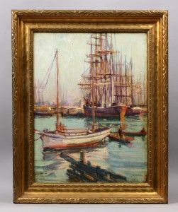 Karl Godwin Listed New York City Harbor Fishing Boats Impressionist