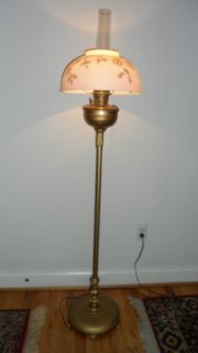 RARE Antique Aladdin Model B Floor Kerosene Lamp w Shade Chimney