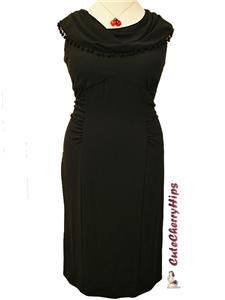 Simply Be Sexy Retro 40s Pin Up Wiggle Dress 28 Black Plus Size