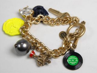 Juicy Couture Gold Plated Multiple Charms Charm Bracelet New