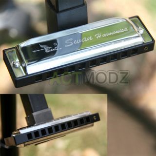 High Quality Silver Special Swan Harmonica 10 Holes Key of C Silver