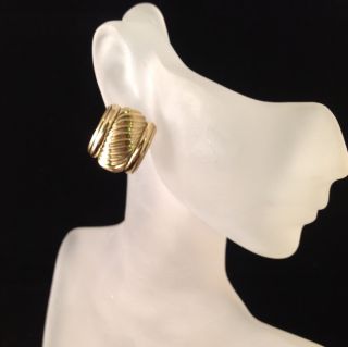 David Yurman 14k Gold Cigar Band Pierced Earrings