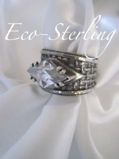 Silpada Sterling Silver Oxidized Cubic Zirconia Marquise CZ Ring
