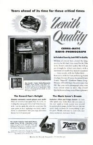 1951 Zenith Cobra Matic Radio Phonograph Print Ad