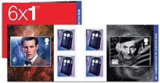 Dr Who Stamp Book 6 x 1st Matt Smith William Hartnell