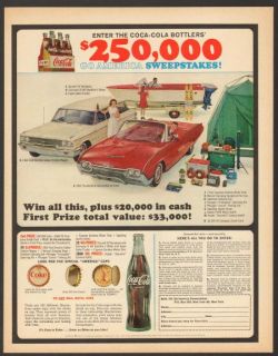 1963 Coca Cola Sweepstakes Ad Thunderbird Ford Coke