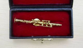 Soprano Saxophone Tie Lapel Pin Gold Plated Brass