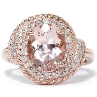00ct Morganite Diamond Engagement Braided Ring 14k Rose Gold