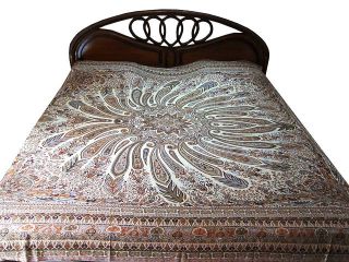  Cashmere Wool India Bedding Cream Bedspread Queen Bed Cover Blanket