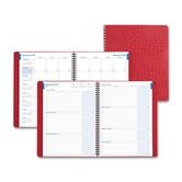 Faux Croc Leather Wkly/Monthly Planners, 2PPW, 7 1/4x9, Red, 2013