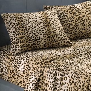 Pointehaven Heavy Weight Printed Flannel Sheet Set in Cheetah Print
