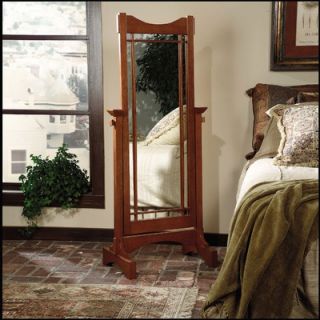 Powell Heirloom Cherry Cheval Mirror with Brass Accents