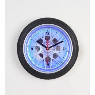 Maples Clock 14 Tire Wall Clock with Blue Neon Light   L2277 D14 BU
