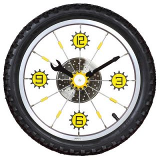  16 x 16 Bike Wall Clock with Rubber Tire   LZXC 16 BK in Black
