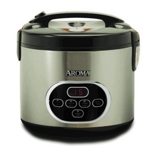 Aroma 20 Cup Digital Rice Cooker & Food Steamer in Silver