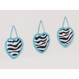 Sweet Jojo Designs Turquoise Funky Zebra Wall Hanging (Set of 3