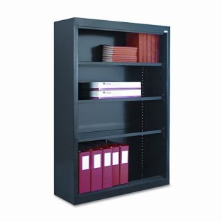 Steel Bookcase, 4 Shelves, 34 1/2w x 13d x 52h, Black