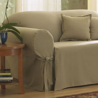 Sure Fit Cotton Duck Skirted Sofa Slipcover   139727246 Sage