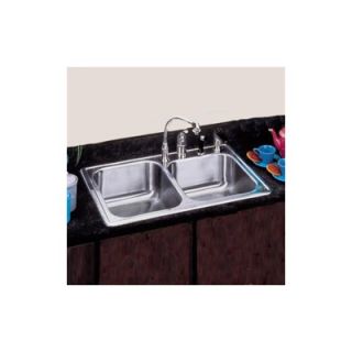 Elkay 22x 33 Self Rimming Stainless Steel Double Bowl Kitchen Sink